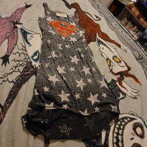 DC Superhero Girls Medium 7/8 Charcoal Supergirl Star Sleeveless Dress